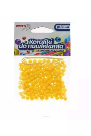Brewis Koraliki do nawlekania + sznurek ��te 6mm, 16g