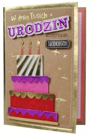 Kukartka Karnet B6 Urodziny tort FR-005