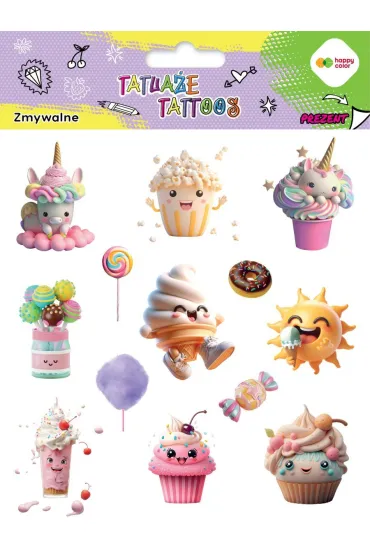 Tatua�e zmywalne Sweets HAPPY COLOR