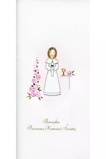 Karnet Komunia Dziewczynka kwiaty