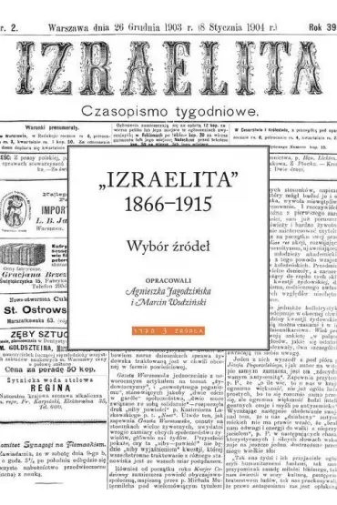 Izraelita 1866-1915. Wyb�r �r�de� - Agnieszka Jagodzi�ska, Marcin Wodzi�ski