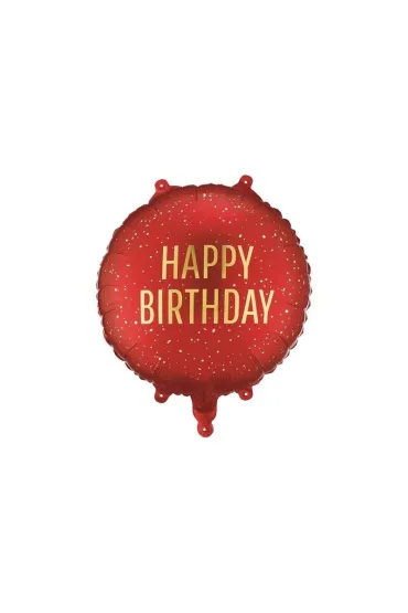 PartyDeco Balon foliowy pastylka Happy Birthday 35x35cm