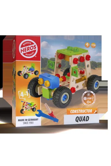 Heros Klocki konstrukcyjne Quad drewniany 4w1 110el