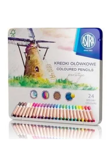 Astra Kredki o��wkowe drewno cedrowe metalowe pude�ko 24 szt.
