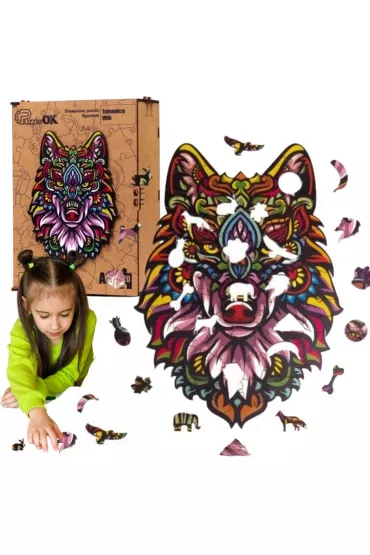 Puzzle drewniane eko 120 el. Tajemniczy wilk A3 Maksik