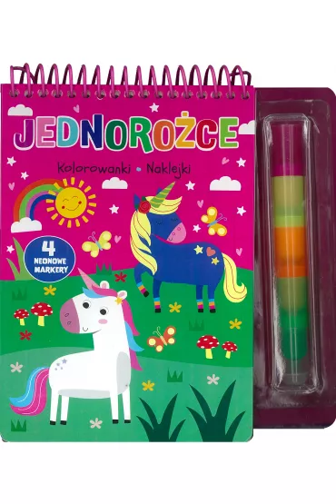 Jednoro�ce. Kolorowanki, naklejki, 4 neonowe markery