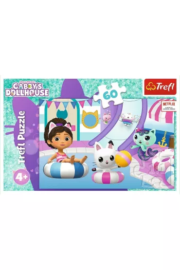 Puzzle 60 el. Gabby na basenie - Koci Domek Gabi 17393 Trefl
