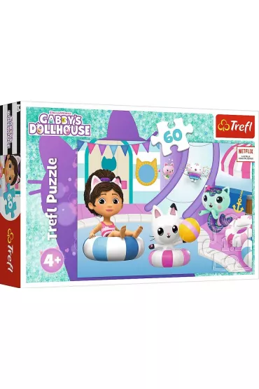 Puzzle 60 el. Gabby na basenie - Koci Domek Gabi 17393 Trefl