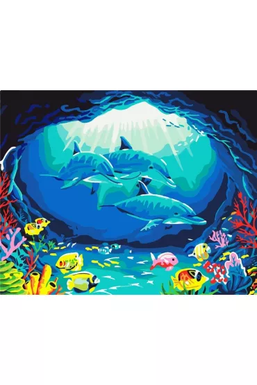 ArtiFly Malowanie po numerach - Rodzina delfin�w 40x50cm