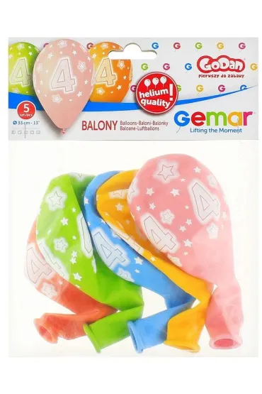 Godan Balony Premium Hel z nadrukiem 4 13" 5 szt.