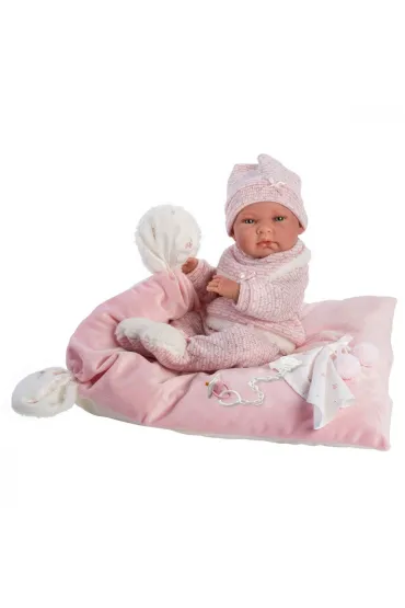 Lalka 73860 bobas Nica na r�owym kocyku 38cm Llorens
