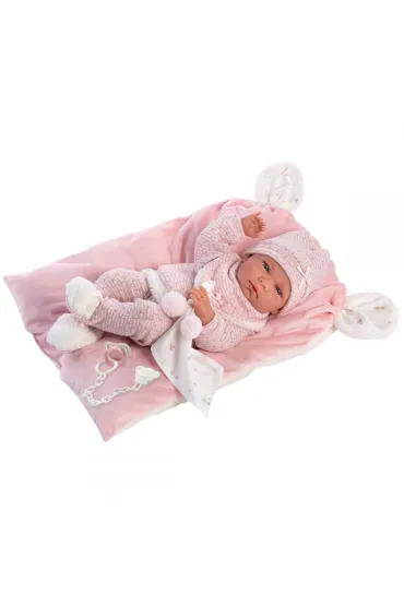Lalka 73860 bobas Nica na r�owym kocyku 38cm Llorens