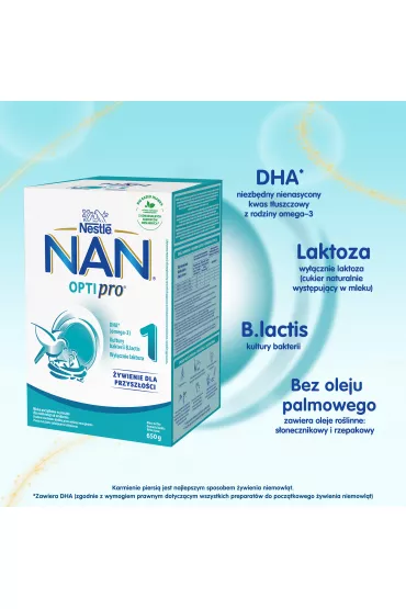 Nestle Nan Optipro 1 Mleko pocz�tkowe dla niemowl�t od urodzenia 650 g