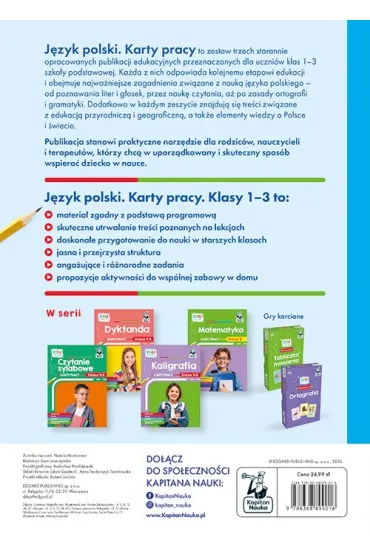 J�zyk polski. Karty pracy. Klasa 2. Kapitan Nauka. Karty pracy - Natalia  Kostrzewa