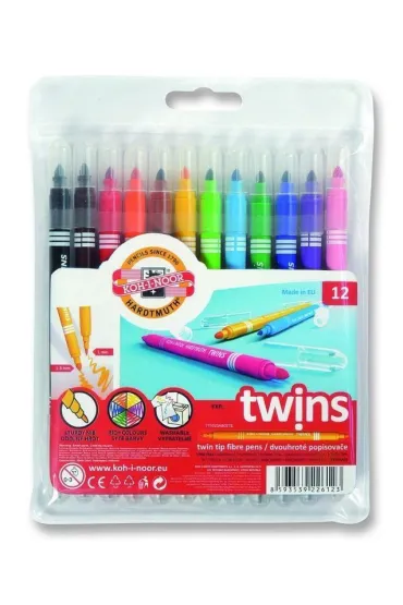 Koh-I-Noor Flamastry Twins dwustronne 12 szt.