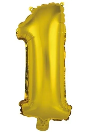 Amscan Balon foliowy mini cyfra 1 z�ota 19,5x40cm
