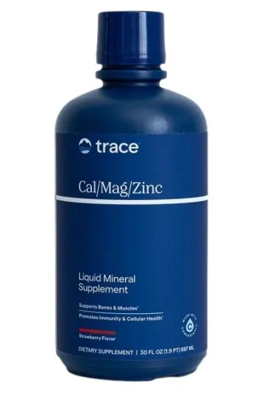 Trace Minerals Liquid Cal/Mag/Zinc - smak truskawkowy suplement diety 946 ml