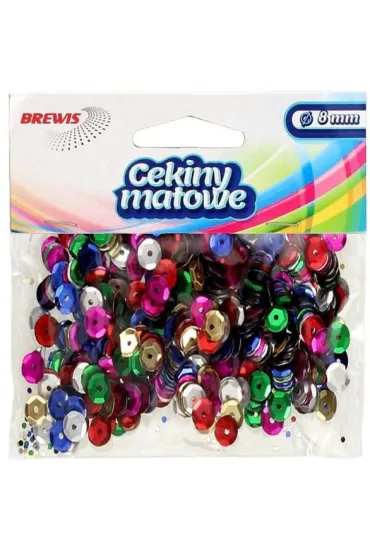 Cekiny matowe kolorowe 8mm, 10g