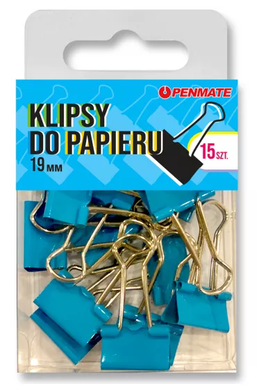Penmate Klipsy do papieru niebieski 19 mm