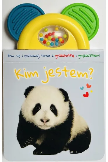 Kim jestem? b��kitna. Ksi��eczka z gryzaczkiem i grzechotk�