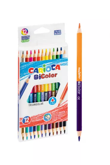 Carioca Kredki o��wkowe tr�jk�tne BiColor 24 kolor�w 12 szt.