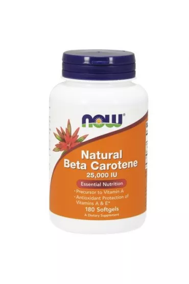 Now Foods Naturalny Beta Karoten (Witamina A) 25000 IU Suplement diety 180 kaps.