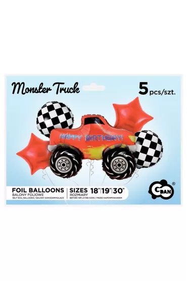 Godan Balony foliowe zestaw Monster Truck 5 szt.