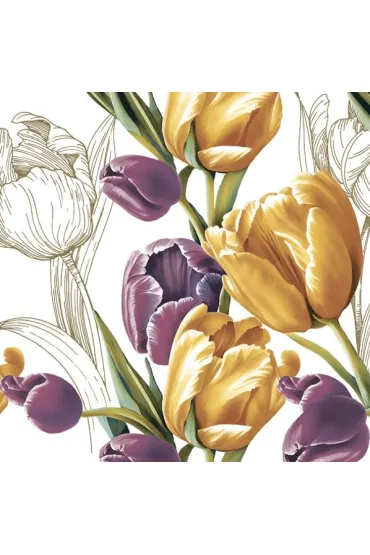 Serwetka papierowa 3 warstwowa 33x33 cm kwiaty bia�a POL-MAK SD OG09501 20 szt.