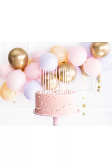 PartyDeco �wieczki urodzinowe - g�adkie jasno r�owe - 14cm, 12 szt.