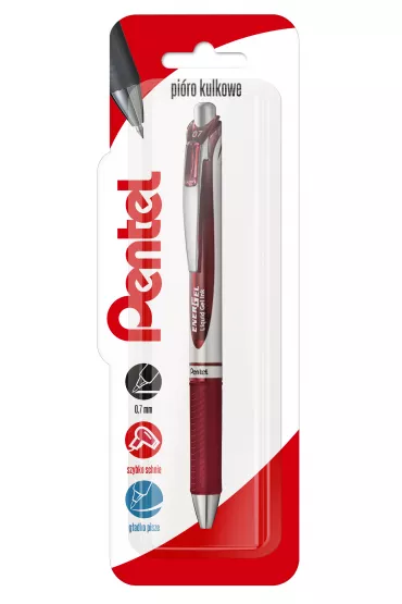 Pentel Pi�ro kulkowe EnerGel BL77 burgundowy 0.7mm