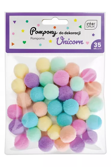 Interdruk Pompony do dekoracji Unicorn 35 szt.
