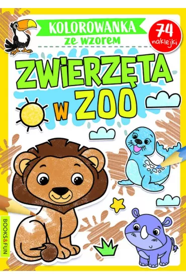 Zwierz�ta w zoo. Kolorowanka ze wzorem