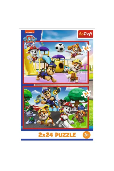 Puzzle 2x24 el. Psi dzie� zabaw Trefl