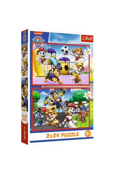 Puzzle 2x24 el. Psi dzie� zabaw Trefl