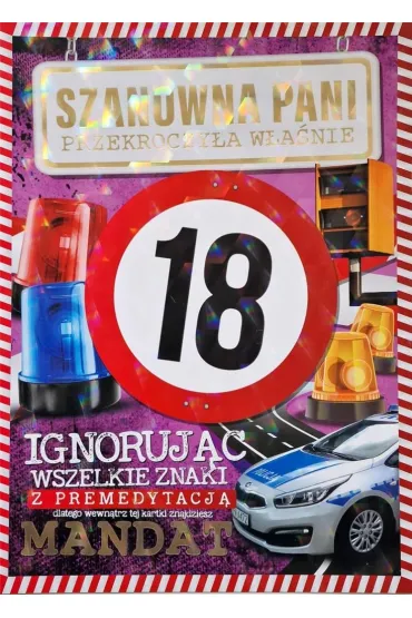 Yeku Karnet Premium Mandat 18 urodziny damskie (24x33cm)
