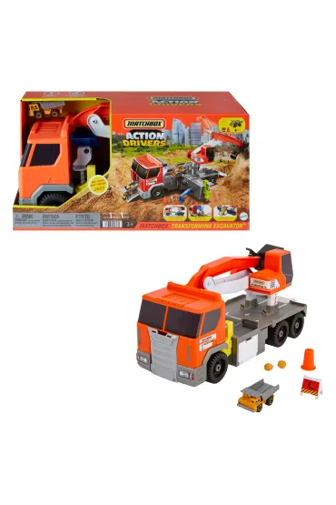 Matchbox. Ci�ar�wka Koparka Du�y pojazd z funkcj� HPD64 Mattel