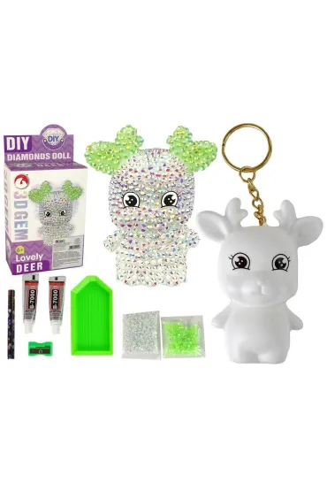 LeanToys Diamentowy Renifer DIY kryszta�ki brelok 3D bia�y