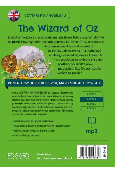 EDGARD. Angielski. Czytam po angielsku. The Wizard of Oz. Level 2 + MP3 - Joanna  Brodziak