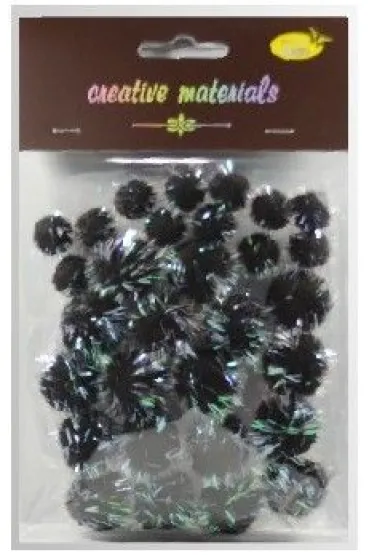 Galeria Hobby Pompony glitter czarne 15x25mm 30 szt.