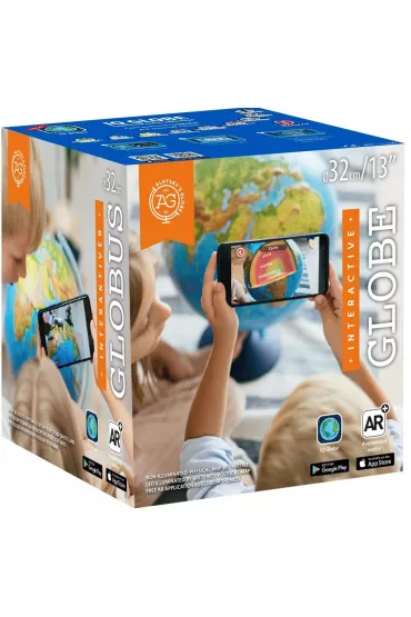 Pod�wietlany globus z map� fizyczn�, polityczn� i aplikacj� 32 cm