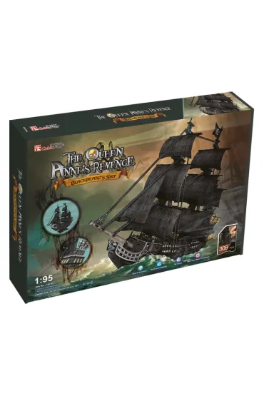 Puzzle 3D 308 el. Okr�t piracki Zemsta Kr�lowej Anny XL Cubic Fun