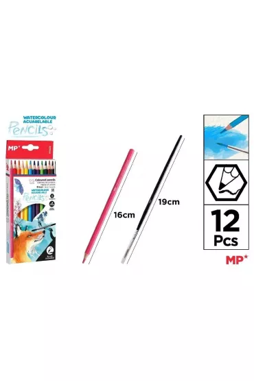 Mp Main Paper Kredki akwarelowe + p�dzelek 12 szt.