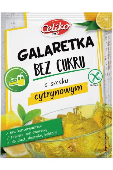 Celiko Galaretka bez cukru o smaku cytrynowym bezglutenowa 14 g