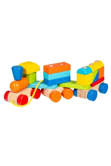 Poci�g drewniany z klockami 36X12X9 PLX PUD SMILY PLAY AC7621