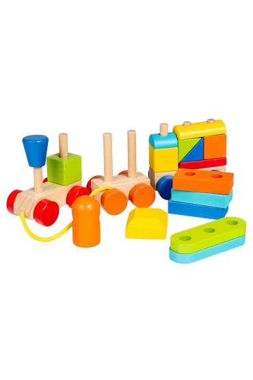 Poci�g drewniany z klockami 36X12X9 PLX PUD SMILY PLAY AC7621