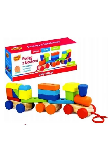 Poci�g drewniany z klockami 36X12X9 PLX PUD SMILY PLAY AC7621