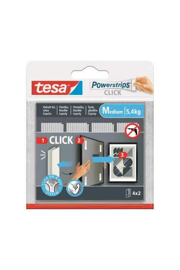 Rzepy samoprzylepne Tesa Powerstrips Click Medium bia�e 4 pary