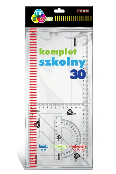 Hamelin Komplet szkolny: Linijka 30 cm + 2 ekierki + k�tomierz