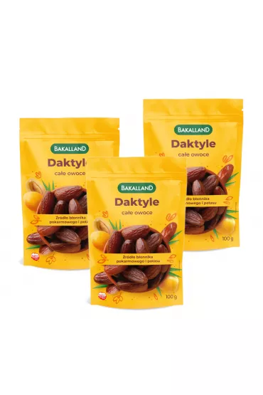Bakalland Daktyle suszone cae owoce Zestaw 3 x 100 g