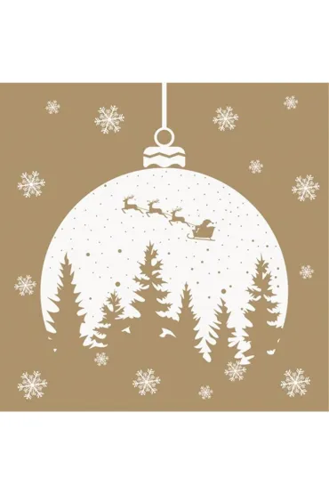Serwetki Lunch Daisy BN - Christmas Bauble with Forest Silhouette on Gold SDGW023103